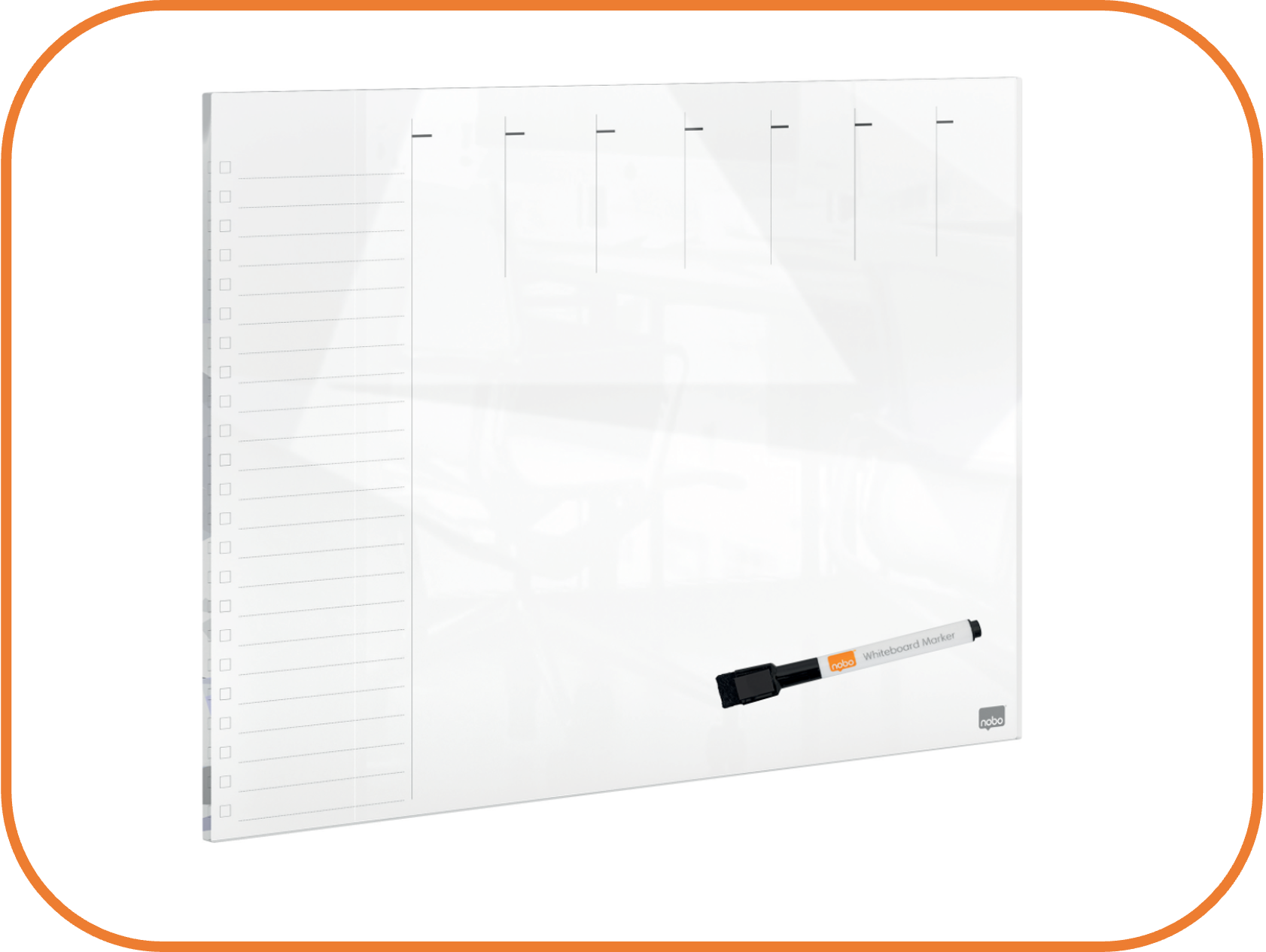 Glass weekly planner whiteboard